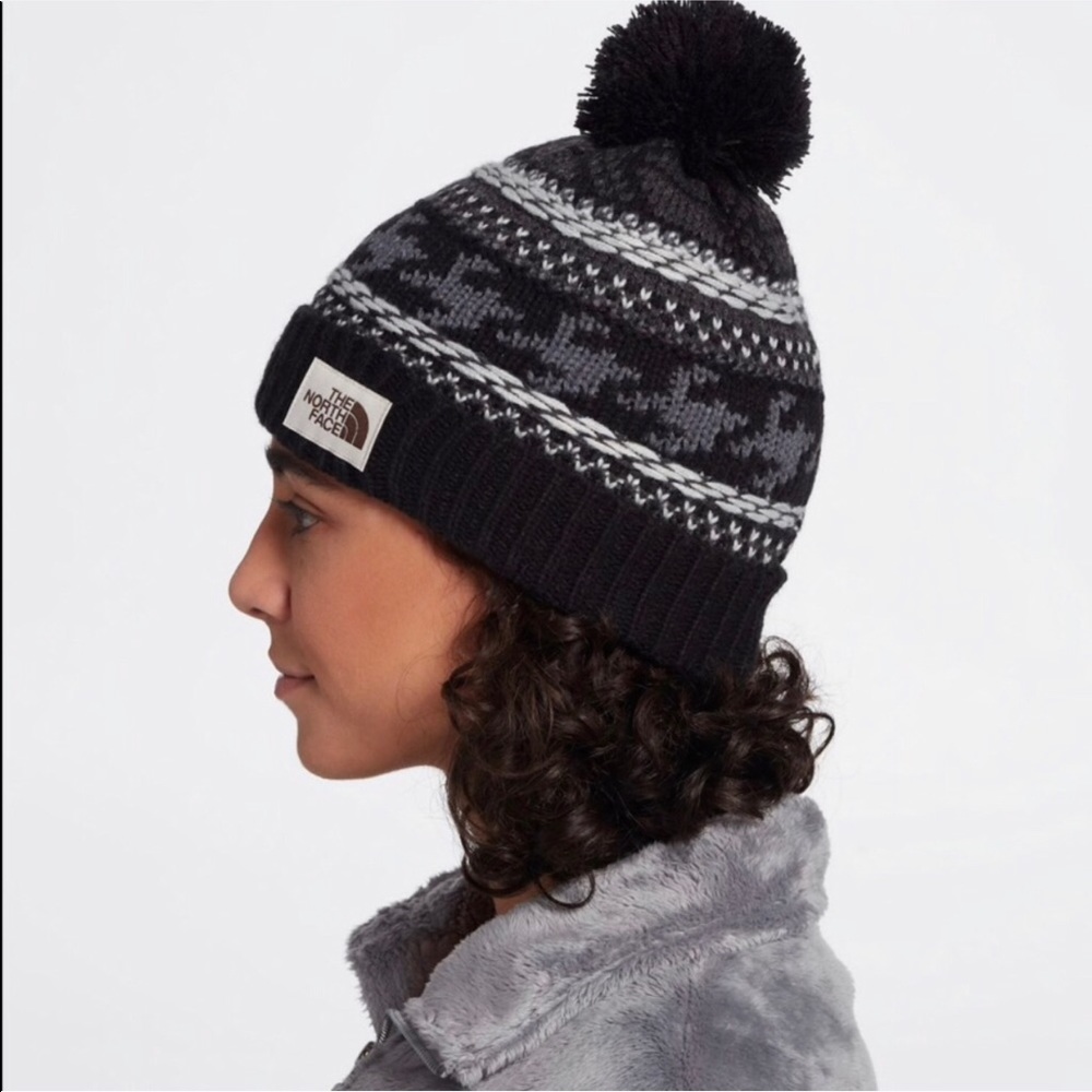 The North Face Black Fair Isle Beanie one Size - Picture 3 of 8